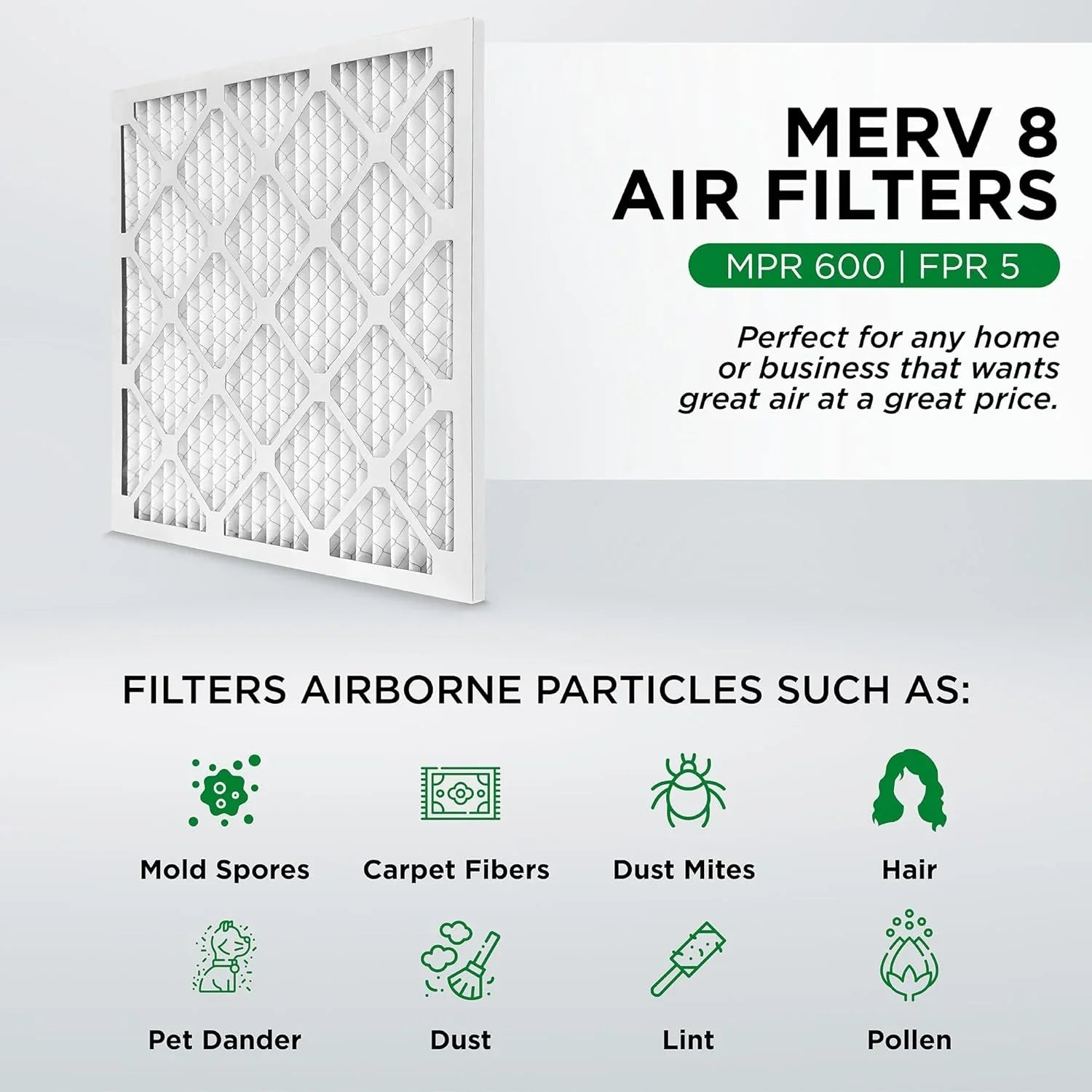 12X20x1 MERV 8 Pleated HV Furne Air Filters. Case Of 12. Ext Size: 11-1/2 X 19-1/2 X 3/4