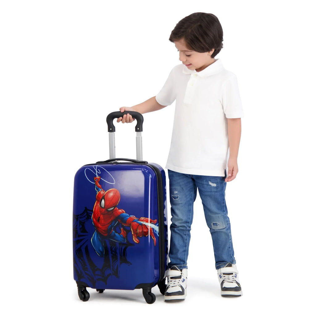 Marvel Spider-Man 21 Inch Kids Rolling Luggage, Hardshell Carry On Suitcase with Spinner Wheels, Blue