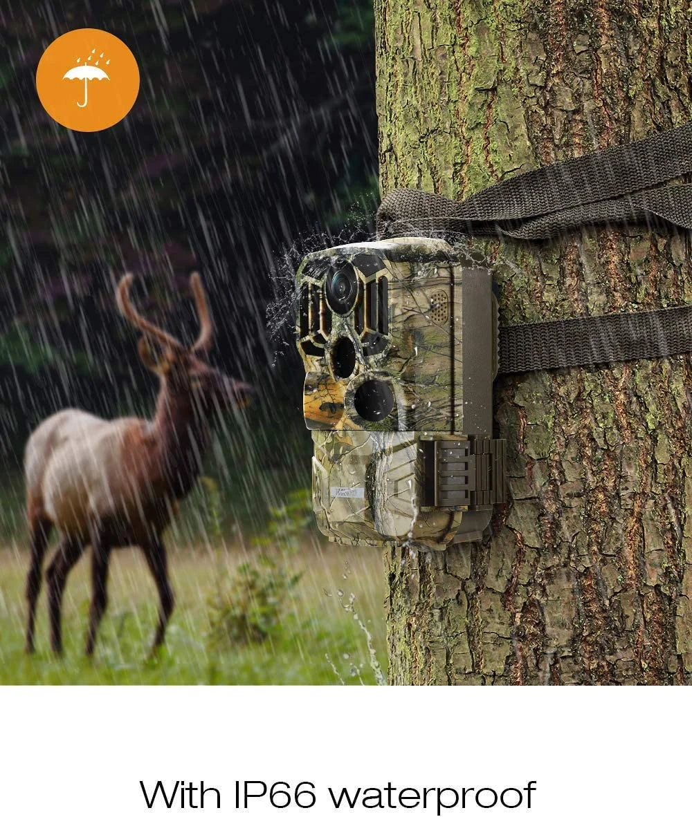 CAMPARK H80 WiFi Bluetooth Trail Camera 20MP 1296P Game Hunting Camera with Nigth Vision Waterproof