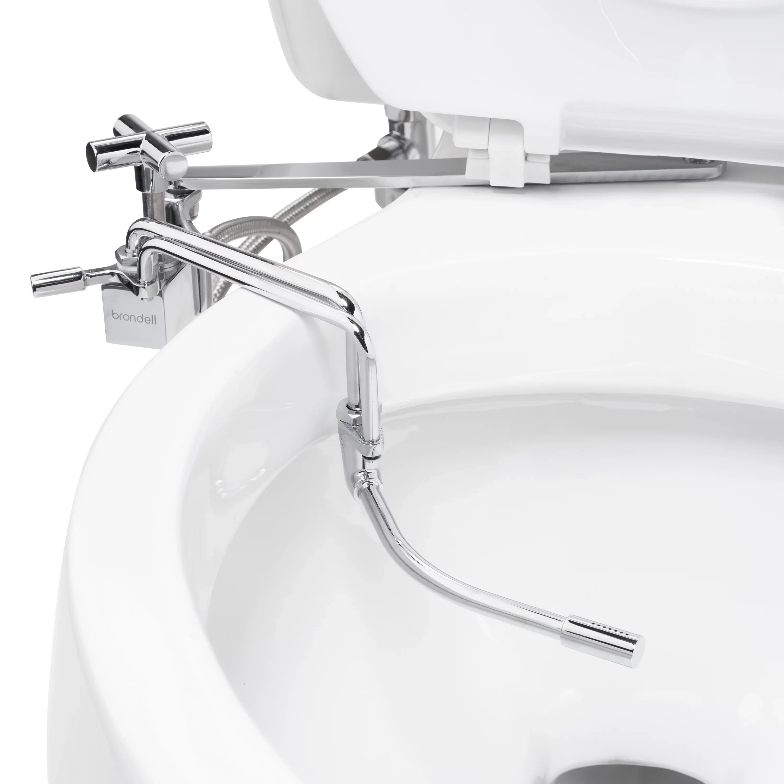 Brondell Side-Mounted All Metal Attachable Bidet with Adjustable Spray Wand, Ambient Temperature in Silver