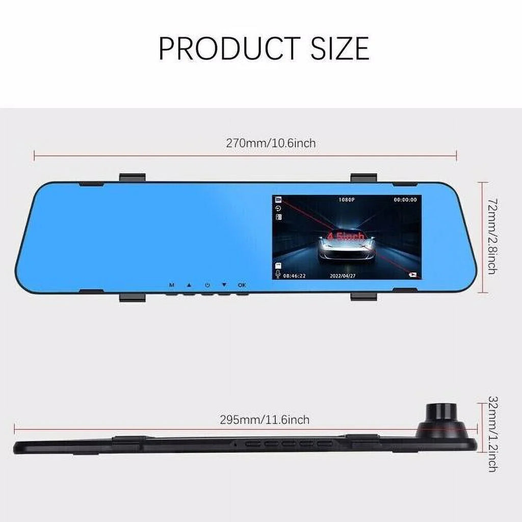 Teledu 1080P Rearview Mirror Car DVR Dual Dash Cam Camera Front Rear HD Video Recorder