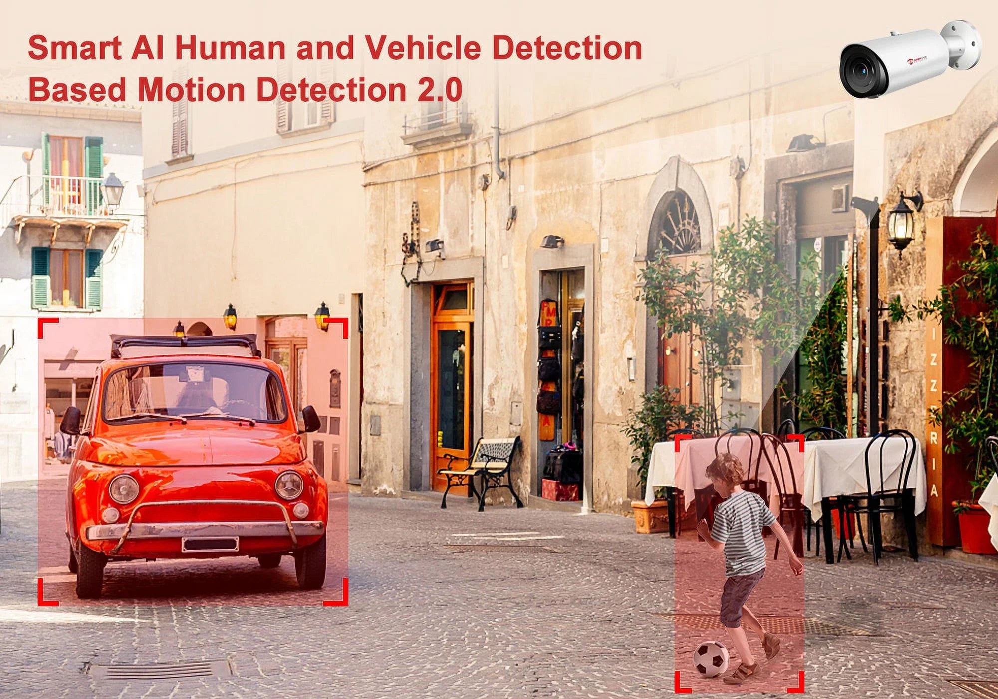 ANPVIZ 5MP Bullet Camera 4X Zoom Camera Support Human Vehicle Detection 30M IR Distance Built in Mic H.265 IP66
