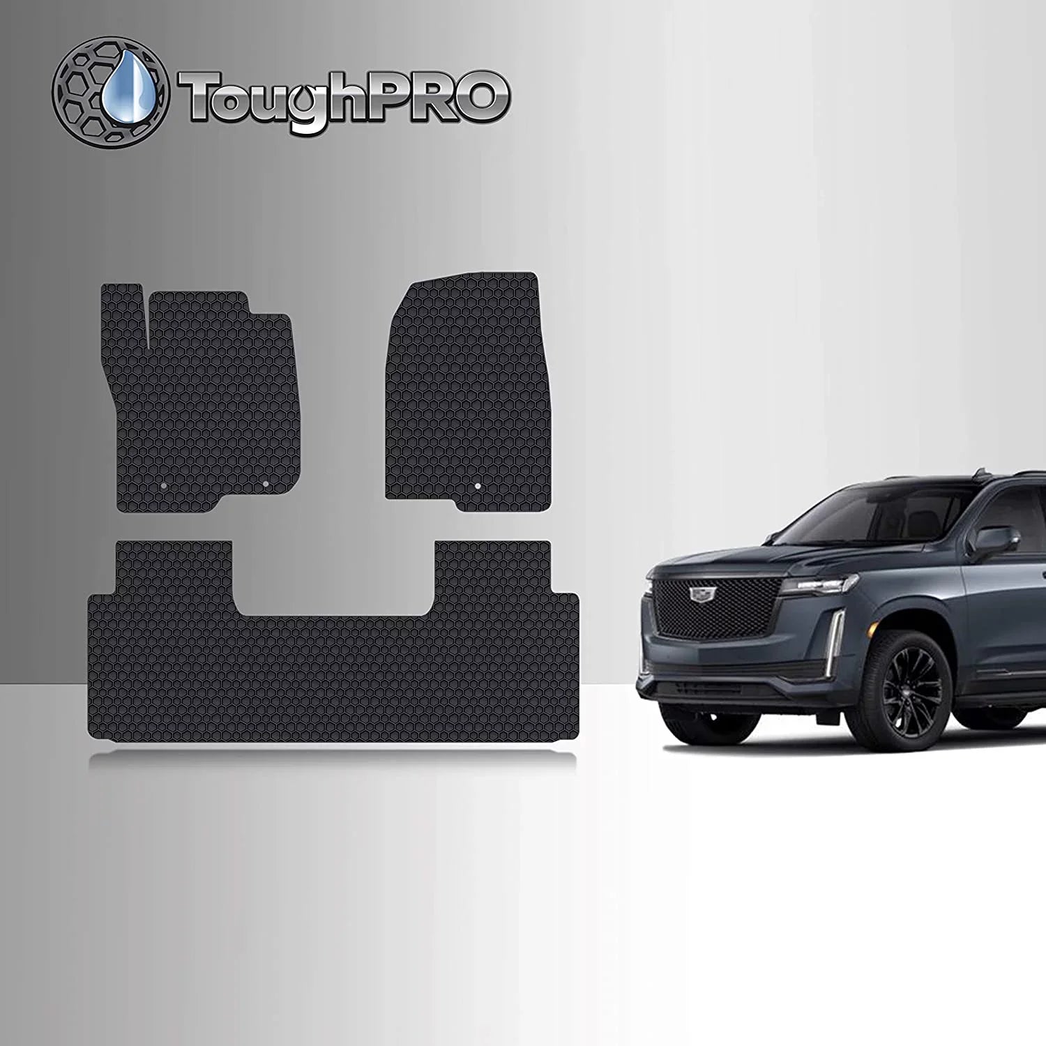TOUGHPRO Floor Mat Accessories Set (Front Row + 2nd Row) Matching with Cadillac Escalade ESV - All Condition - Heavy Duty - (Made in USA) - 2021