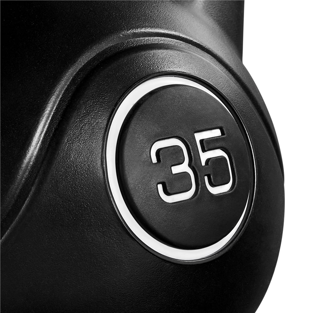 Easyfashion 35 Lbs. HDPE Coated Kettlebells for Home, Gym and Fitness Workout, Black