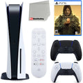 Sony Playstation 5 Disc Version (Sony PS5 Disc) with Midnight Black Extra Controller, Media Remote, Death Stranding Director's Cut, Accessory Starter Kit and Microfiber Cleaning Cloth Bundle