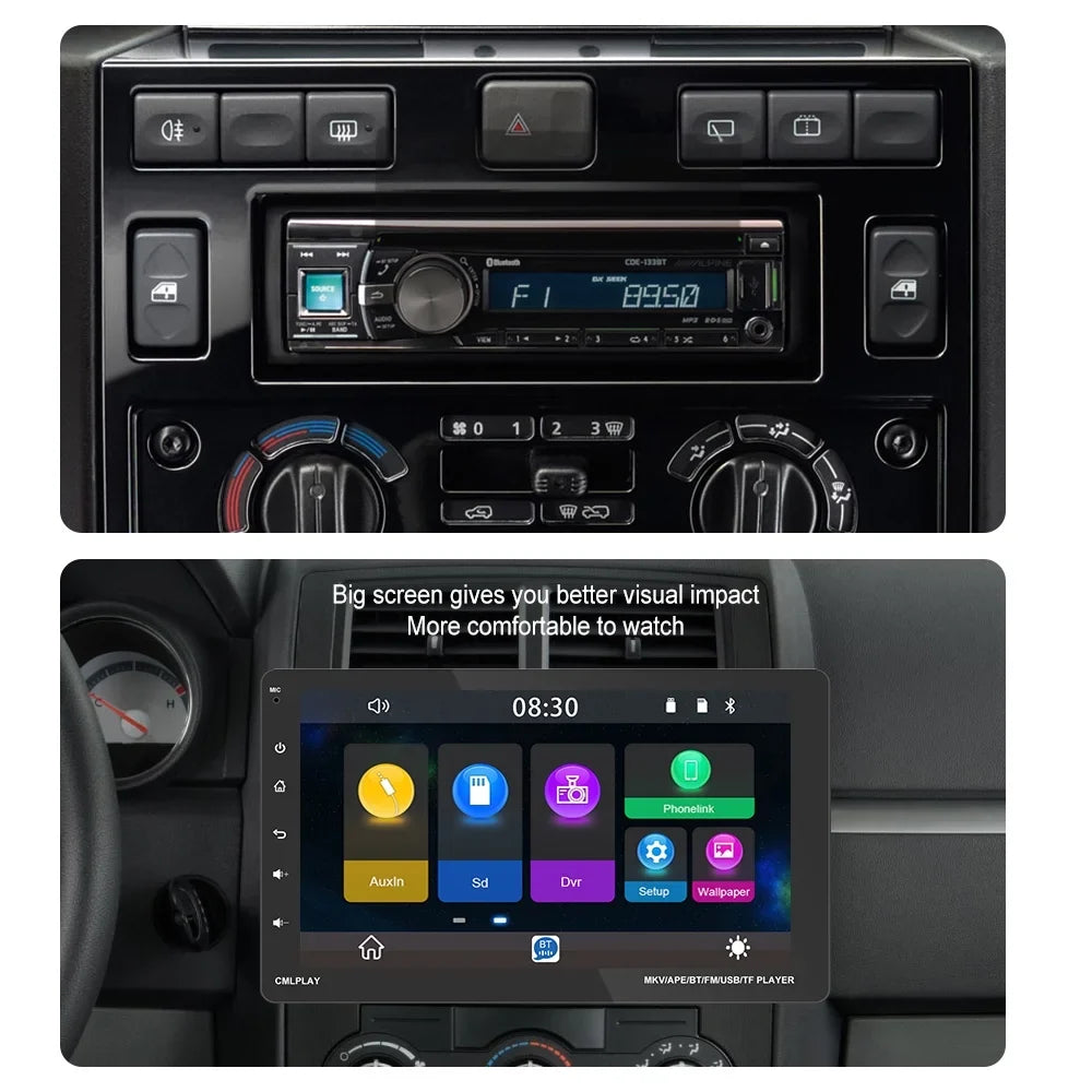 Podofo Single 1 Din 9'' Car Stereo Radio with Apple Carplay Android Auto Mirror Link HD Touch Screen Car MP5 Player Multimedia Bluetooth USB FM Audio Receiver,Backup Camera Included