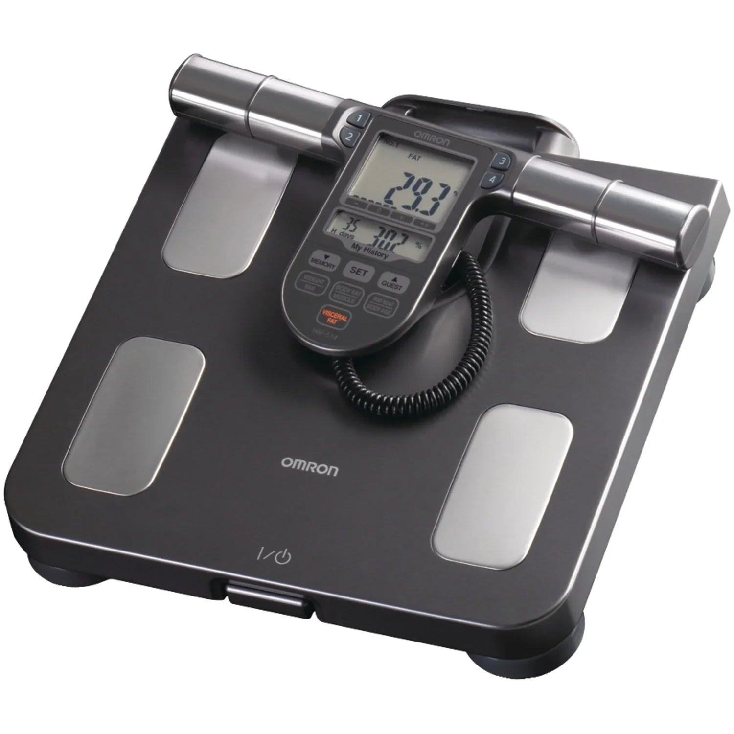 GoFit GF-65 Ball Exercise Ball with Pump (65 cm; White) and Omron HBF-514C Full-Body Composition Monitor Black Bathroom Scale