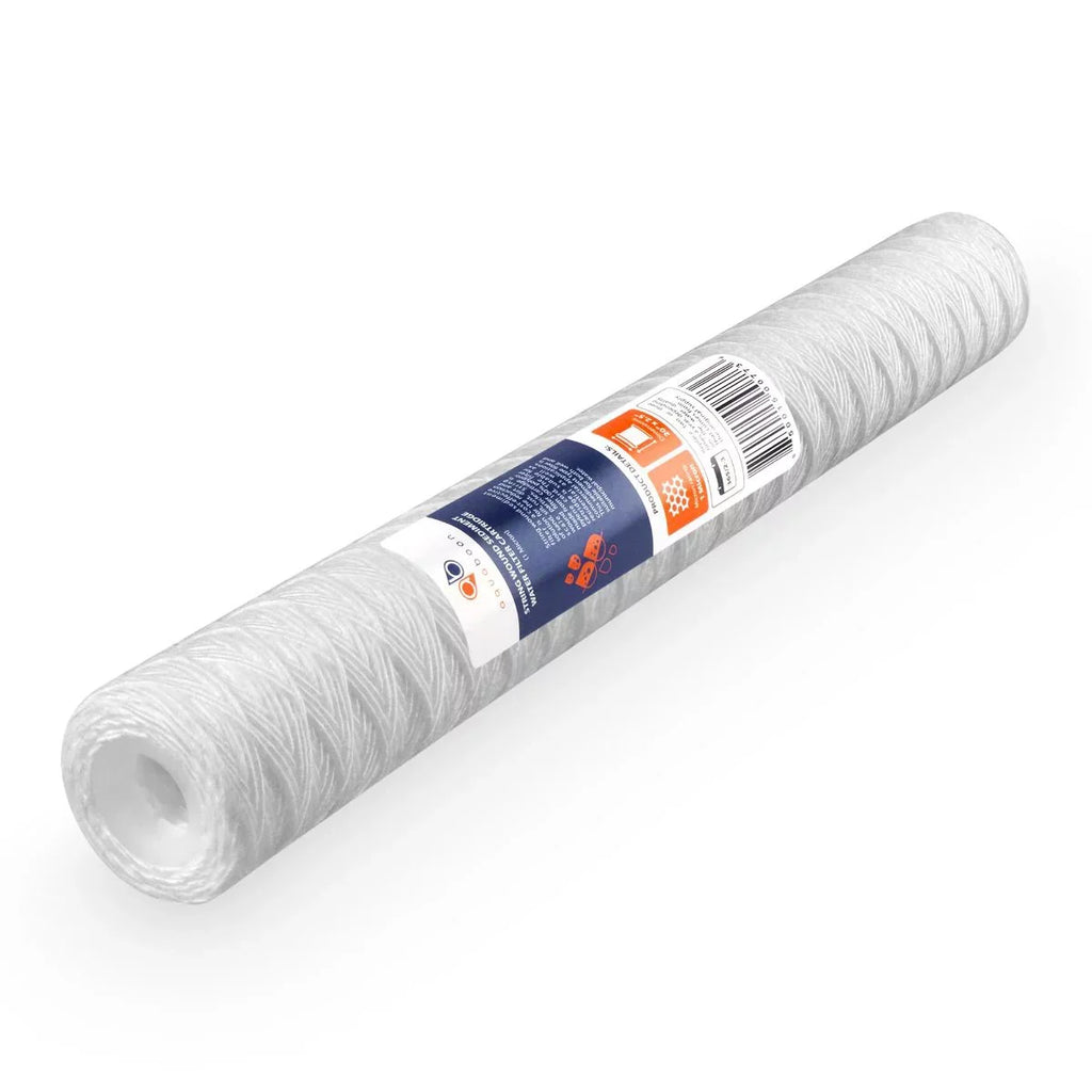 Aquaboon 1 Micron 20" x 2.5" String Wound Sediment Water Filter Cartridge | Universal Replacement for Any 20 inch RO Unit | Suitable with 101-230, PD-5-20, AP110-2C, P5-20, CFS124-C20, 4-Pack