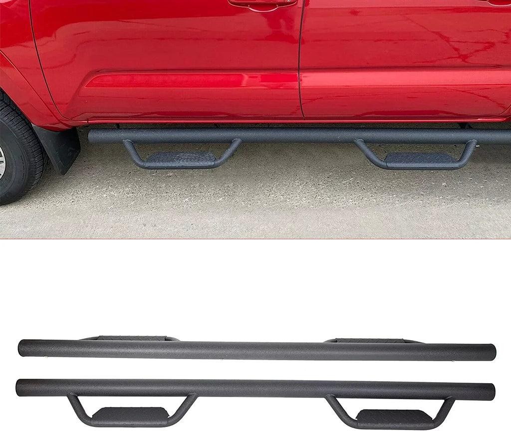 Kojem Side Steps Nerf Bars for 2005-2023 Toyota Tacoma Double/Crew Cab Matte Black Running Board Hoop Bar Door Dropped Steps