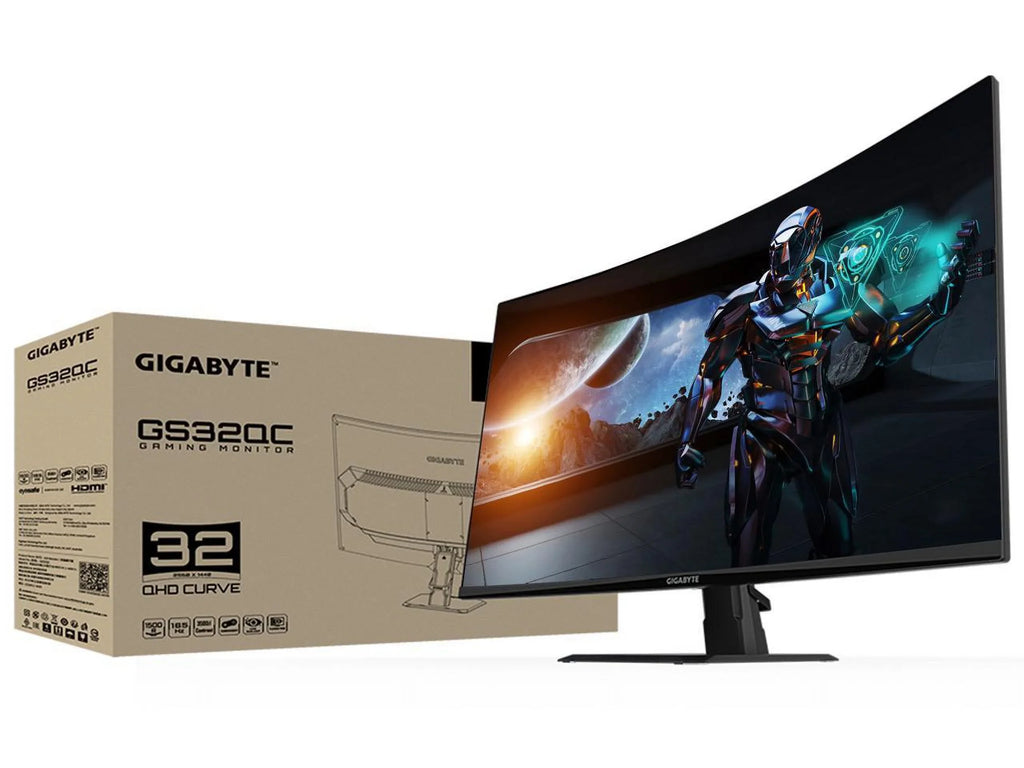GIGABYTE GS32QC 31.5" 165Hz 1440P Curved Gaming Monitor, 2560x1440 VA 1500R Display, 1ms (MPRT) Response Time, HDR Ready, 1x Display Port 1.4, 2x HDMI 2.0