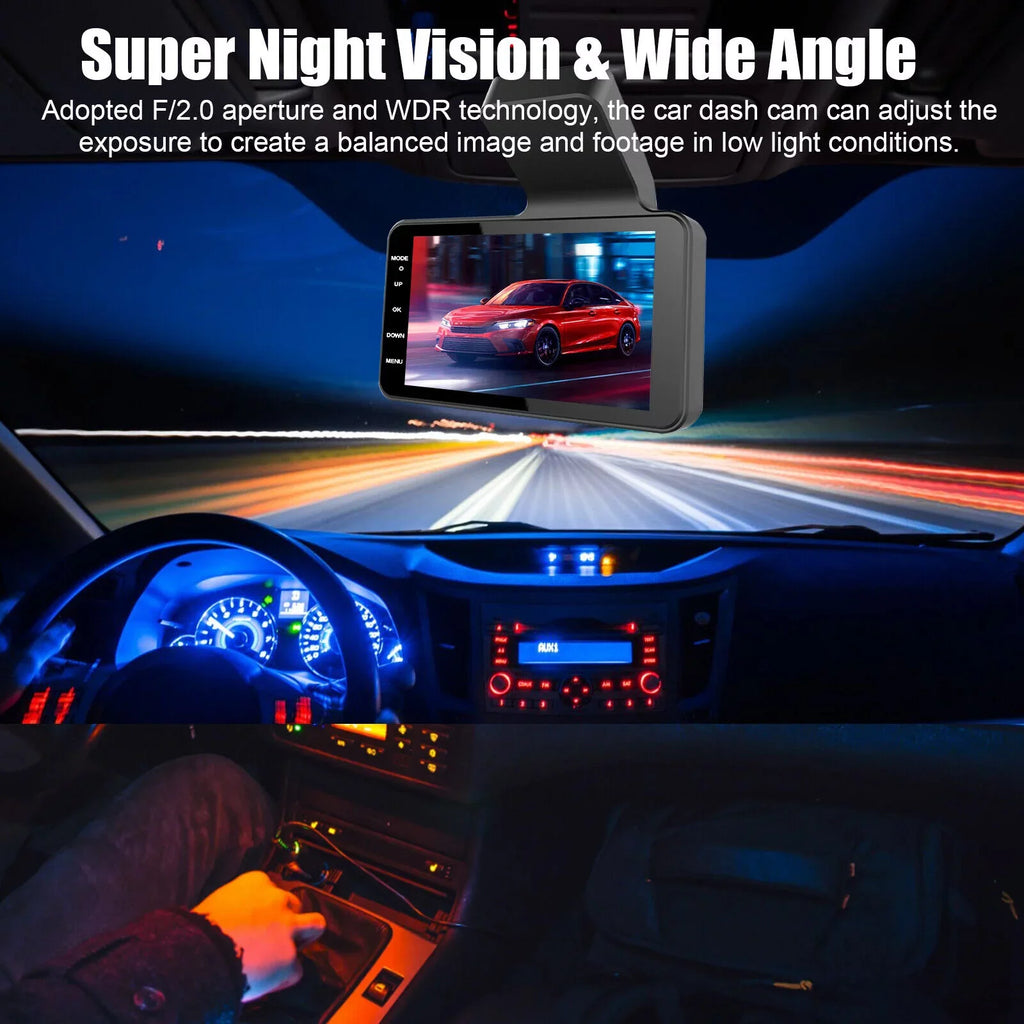 Dual Lens Car DVR Dash Cam Video Recorder G-Sensor 1080P Front And Rear Camera
