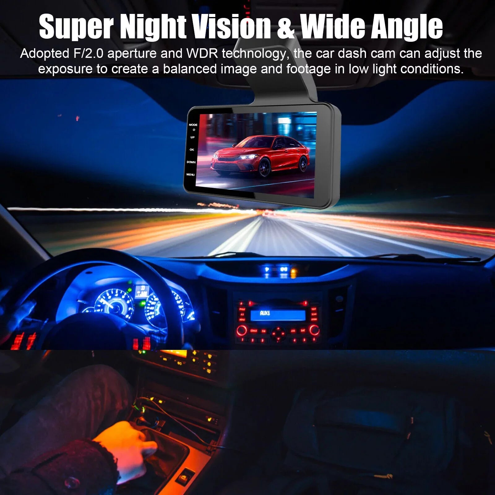 Dual Lens Car DVR Dash Cam Video Recorder G-Sensor 1080P Front And Rear Camera