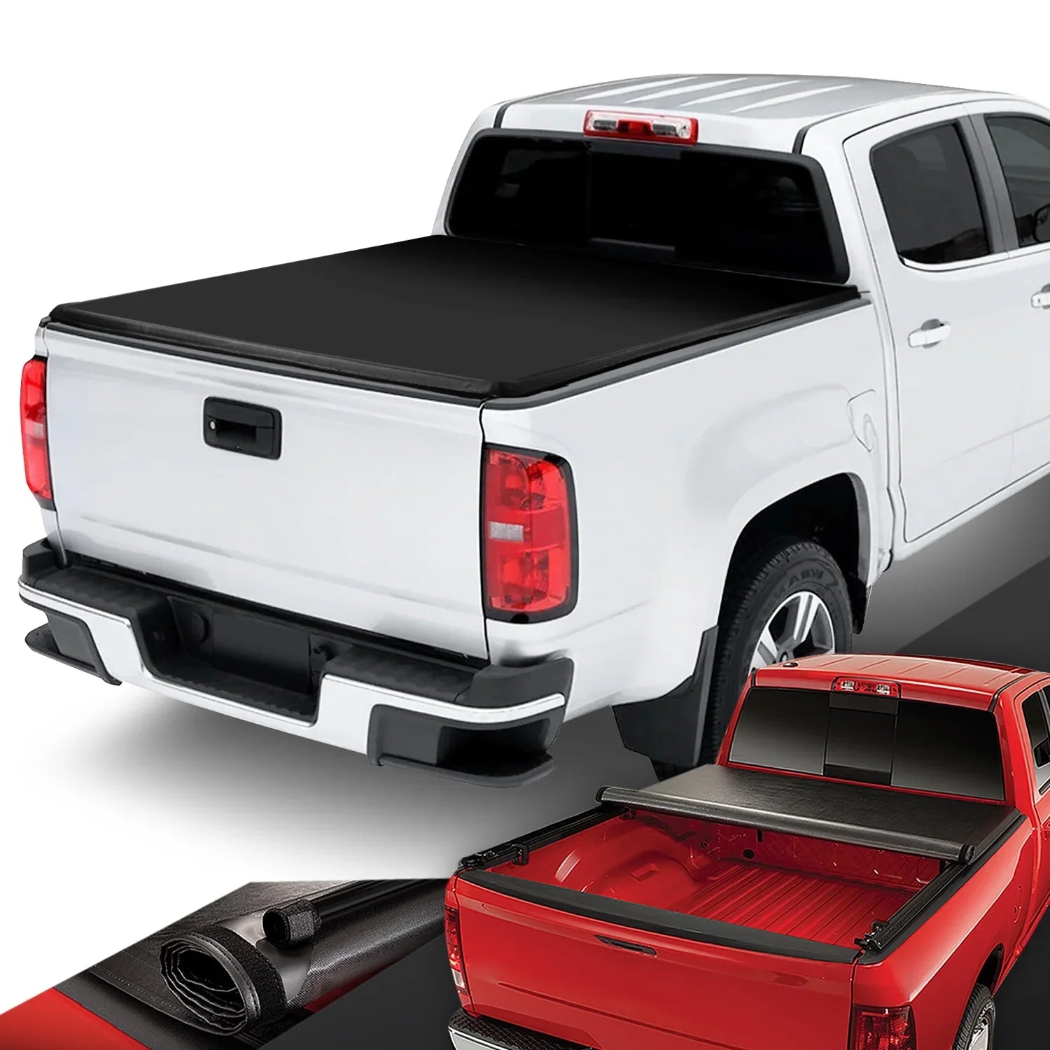 D Motoring TTC-RU-043 for 2015 to 2019 Chevy Colorado/GMC Canyon 5 Ft Short Bed Roll-Up Soft Vinyl Tonneau Coating 16-18