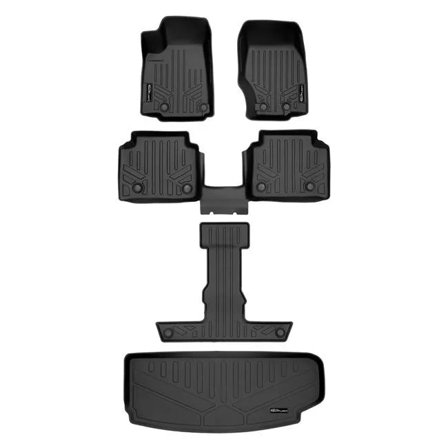 Smartliner SA0568-B0569-C0569-E0568 All Environment Custom Fit Black 3 Row & Cargo Liner Behind the 3rd Row Floor Mat Liner Set for 2021-2023 Jeep Grand Cherokee L, Black