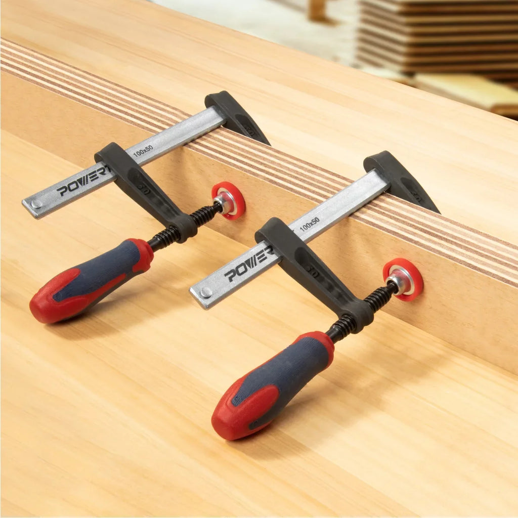 POWERTEC 4PK 4-Inch F Clamp Heavy Duty F Style Bar Clamps for Woodworking, 330 lb Capacity each (71591-P2)