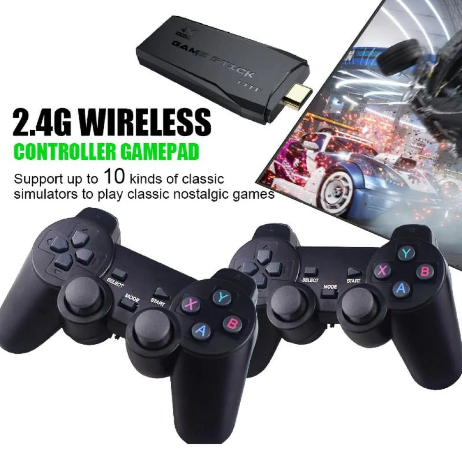 Microea Video Game Consoles 4K 2.4G Double Wireless 20000 Games 64G Retro Classic Gaming Gamepads TV Family Controller For PS1/GBA/MD