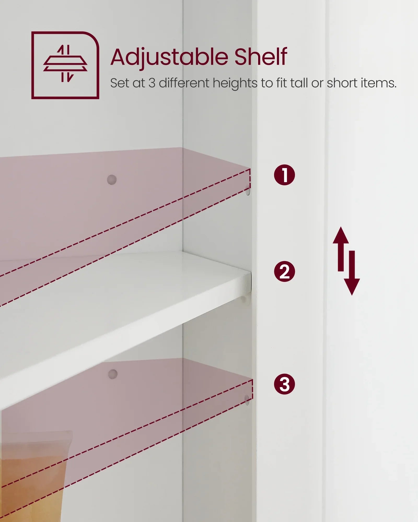 VASAGLE Floor Cabinet Bathroom Storage Cabinet with 2 Doors and 4 Adjustable Shelves Tall Corner Cabinet Modern Farmhouse Design, White