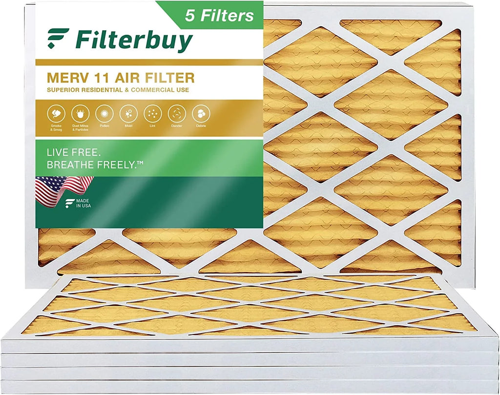 Filterbuy 14x24x1 MERV 11 Pleated HVAC AC Furnace Air Filters (5-Pack)