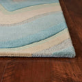 HomeRoots 8' Ocean Blue Beige Hand Tufted Abstract Waves Runner Rug - 9'3" x 12'3"