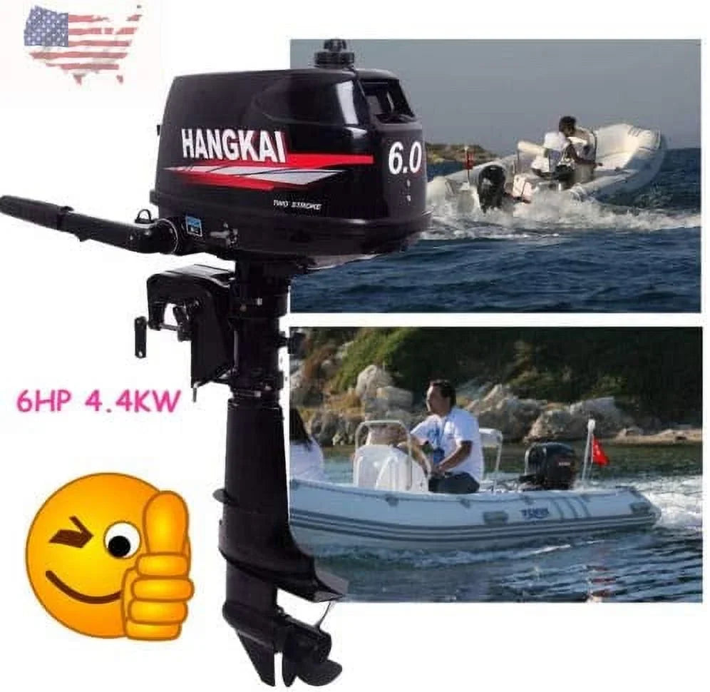 MONIPA 6 HP 2-Stroke Outboard Motor Tiller Shaft Inflatable Fishing Craft Marine Engine Water Cooling CDI System