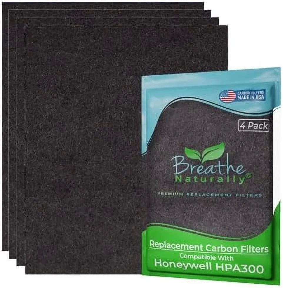 Breathe Naturally HPA300 Replacement Carbon Prefilter 4pk for Honeywell HPA300 Series Air Purifiers