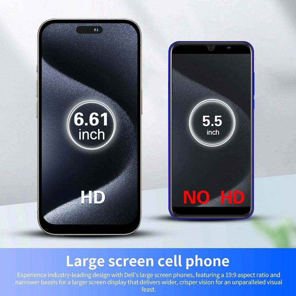 C15 Pro Max Smartphone 6.61in High-Definition Large Screen Smartphones Dual-SIM Phone 3000mAh Large-Capacity Battery Android Phone Unlocked Support AI Cell Phones (Black,3+32G)
