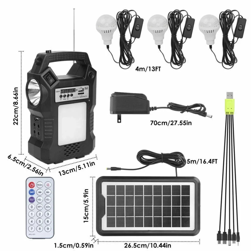 DFITO Portable Solar Powered Station, Rechargeable Solar Generator, Dual Way To Charge, Solar Panel Power Bank with 3 LED Bulbs Flashlight for Hiking Camping Emergency