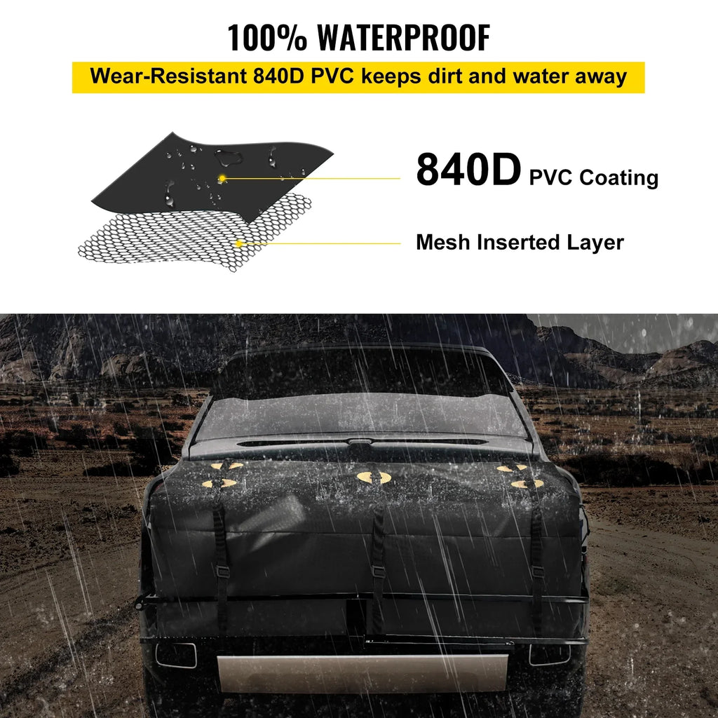 BENTISM Hitch Cargo Carrier Bag, Waterproof 840D PVC, 48"x20"x22" (12 Cubic Feet), Heavy Duty Cargo Bag for Hitch Carrier with Reinforced Straps, Fits Car Truck SUV Vans Hitch Basket