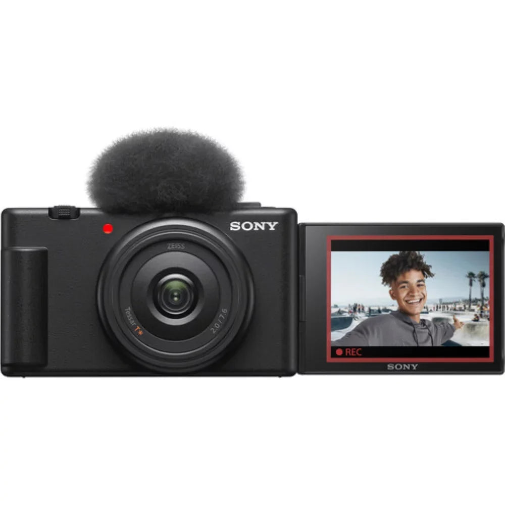 Sony ZV-1F Vlogging Camera | Black Bundle with Sony Vlogger Accessory Kit + K&M Camera Cleaning Cloth + Precision Design Camera Cleaning Kit (4 Items)