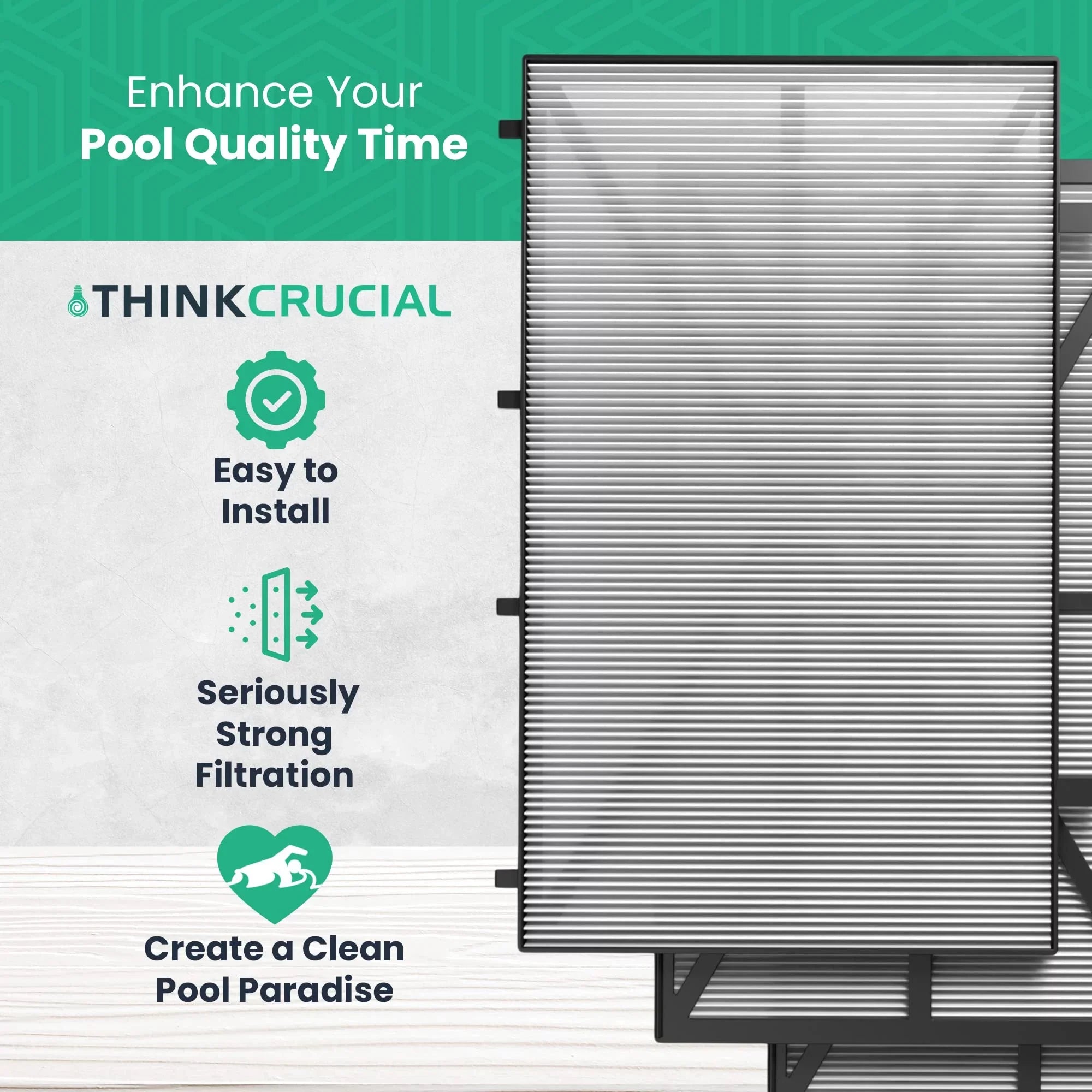 Think Crucial Replacement Ultra Fine Filters Matching with Maytronics Dolphin, Nautilus CC Plus, M200, M400, M500, M4, M5, Wave 65, Wave 90, Oasis Z5 Models, Part# 9991432-R4 - Large Filter Panels