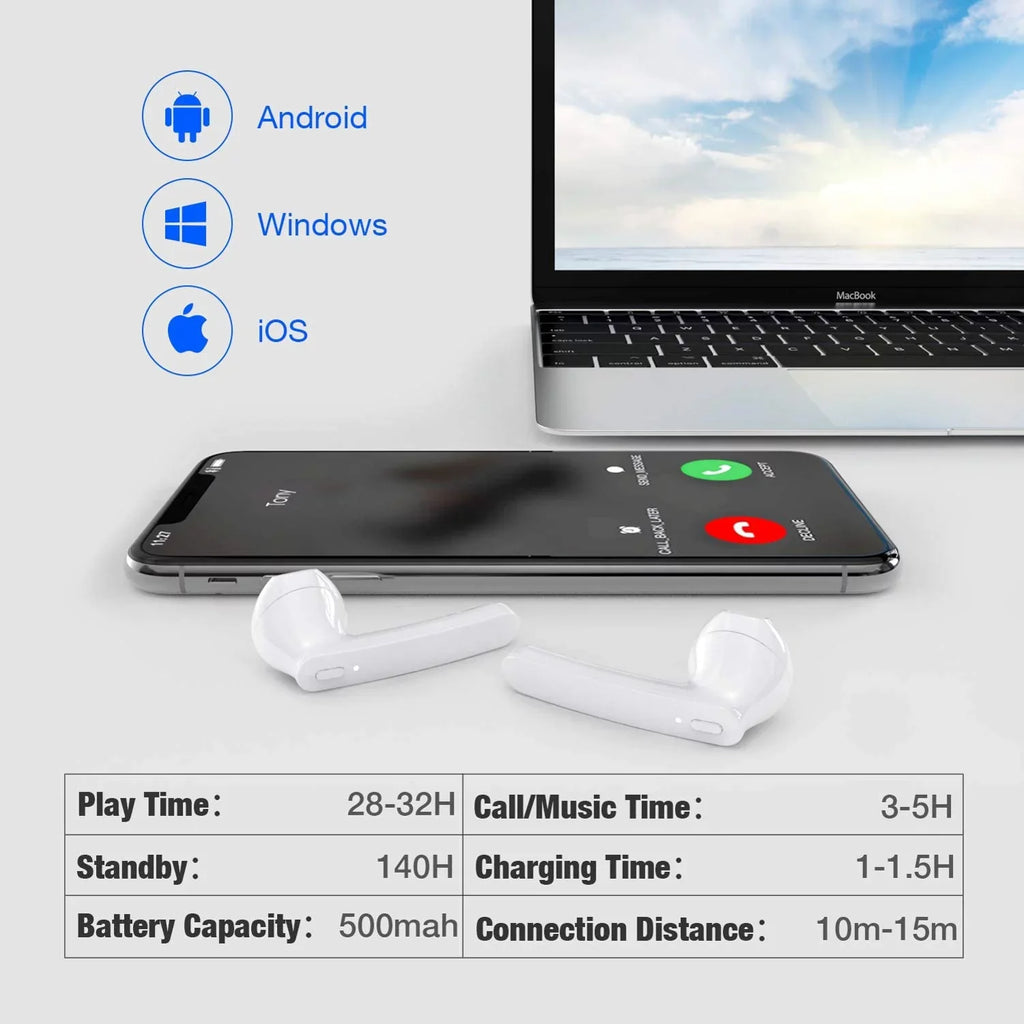 For Google Pixel 7a - TWS Earphones, Wireless Earbuds Headphones True Stereo Headset Hands-free Mic Charging Case B4K