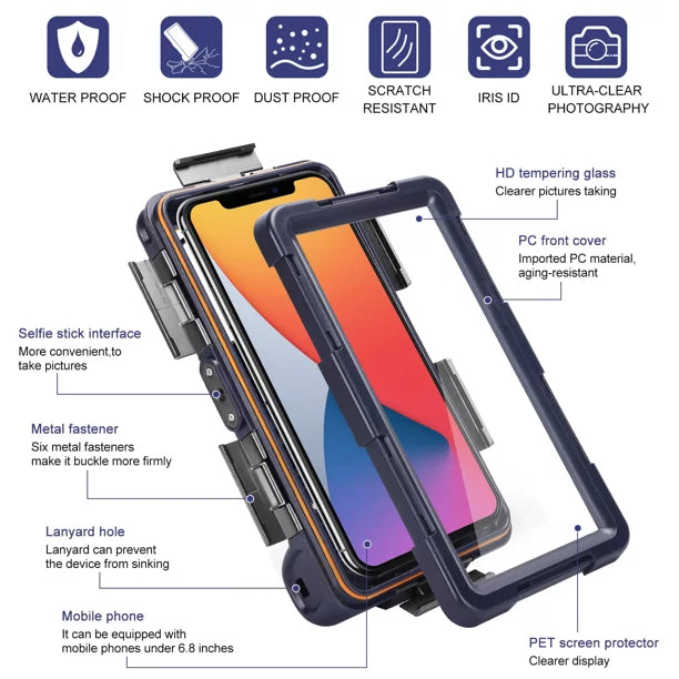UrbanX Professional [15m/50ft] Swimming Diving Surfing Snorkeling Photo Video Waterproof Protective Case Underwater Housing for Xiaomi Mi 9 And all Phones Up to 6.9 Inch LCD with Lanyard