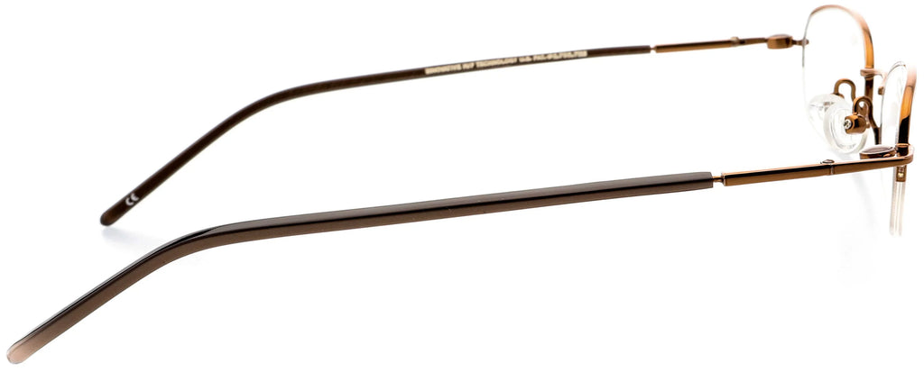 Optical Eyewear - Oval Shape, Metal Half Rim Frame - Prescription Eyeglasses RX, Cocoa