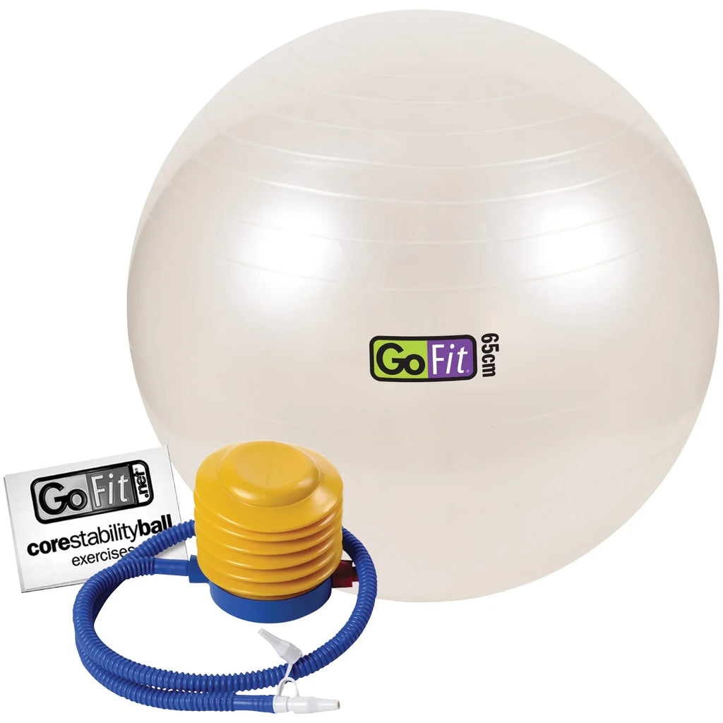 GoFit GF-65 Ball Exercise Ball with Pump (65 cm; White) and Omron HBF-514C Full-Body Composition Monitor Black Bathroom Scale