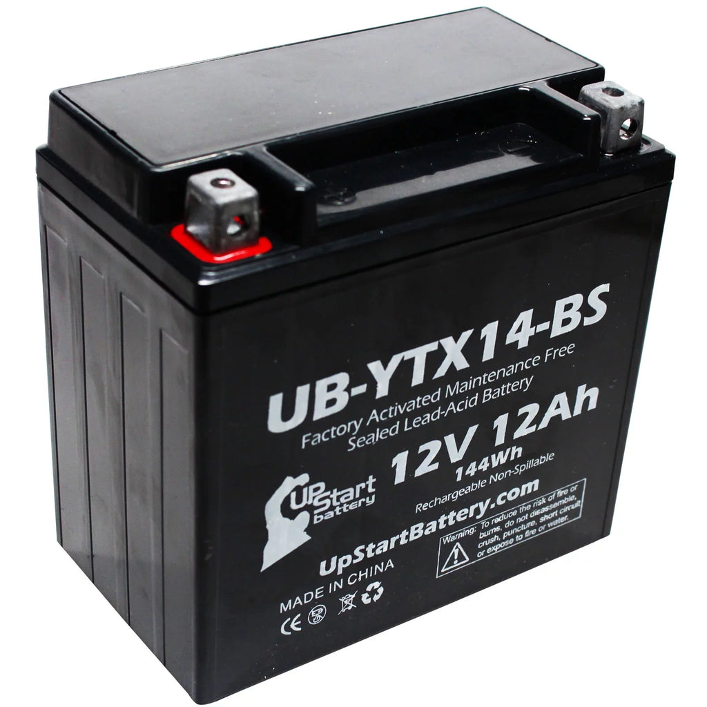 3-Pack UpStart Battery Replacement for 2012 BMW F800ST, GS 800 CC Factory Activated, Maintenance Free, Motorcycle Battery - 12V, 12AH, UB-YTX14-BS