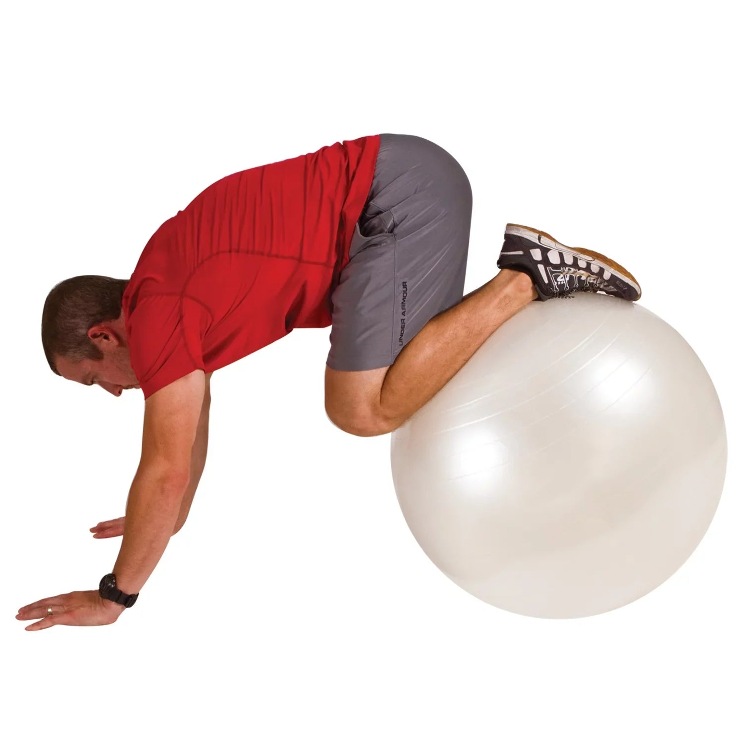 GoFit GF-65 Ball Exercise Ball with Pump (65 cm; White) and Omron HBF-514C Full-Body Composition Monitor Black Bathroom Scale