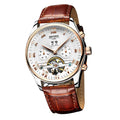 Luxury Men Chronograph Leather Strap Watch Luxury Waterproof Calendar Watch Brown