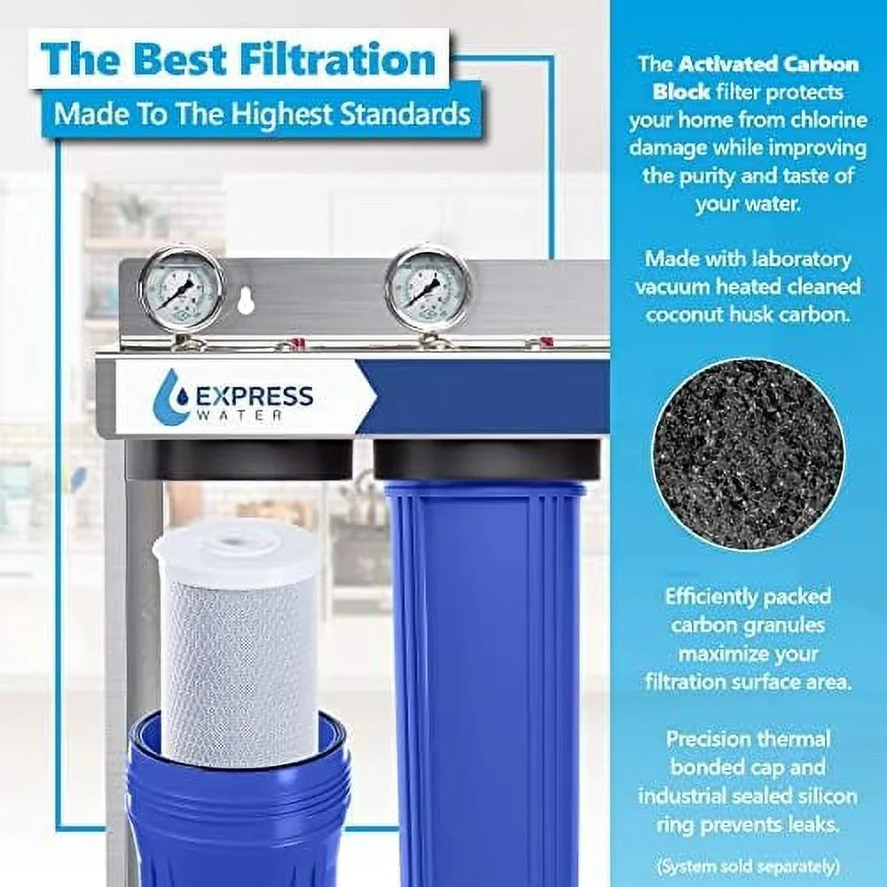 6 pack water filter activated carbon block replacement filter acb large capacity water filter whole house filtration 5 micron water filter 4.5” x 20” inch