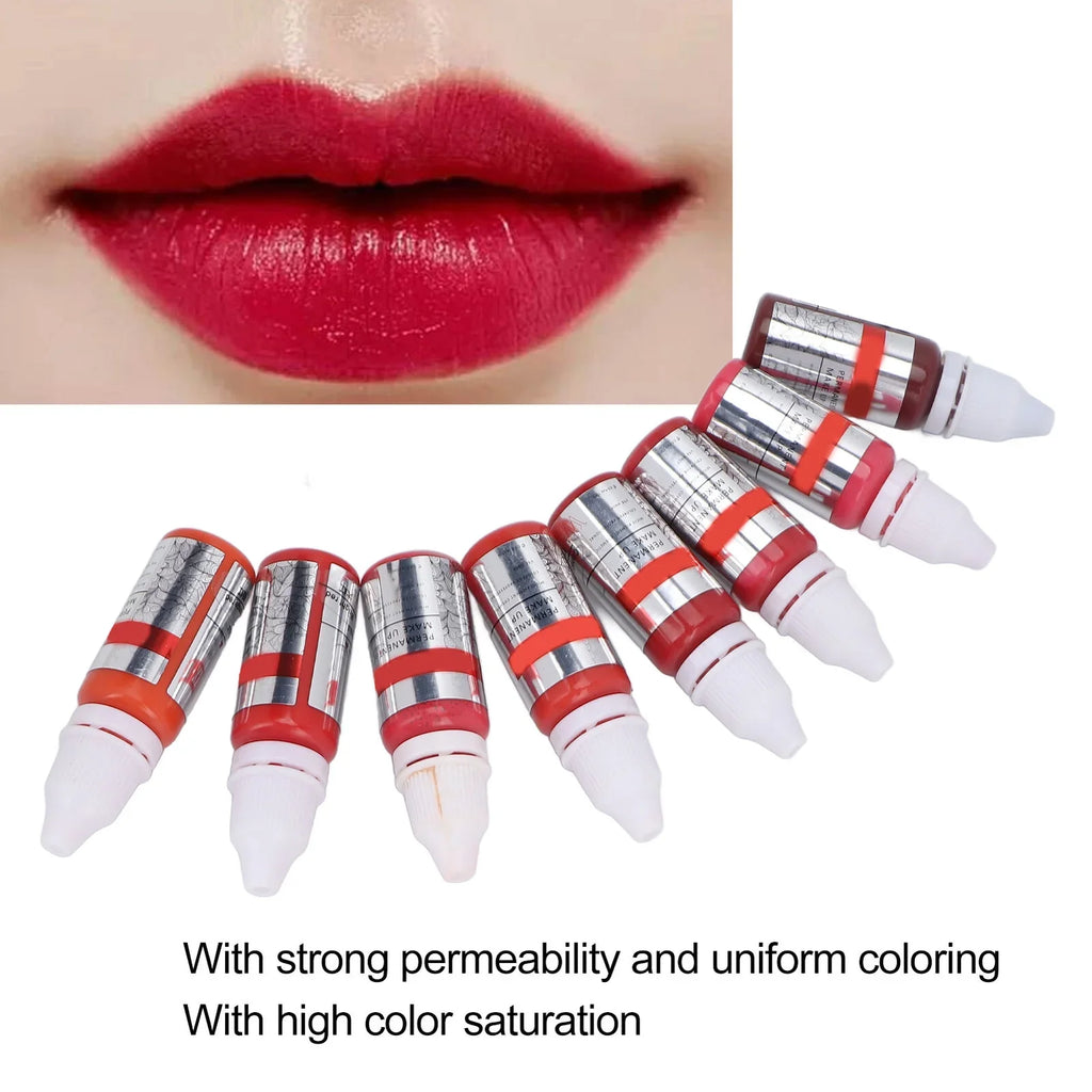 120ml Makeup Tattoo Ink Semi Permanent Lip Microblading Pigment Color 8pcs