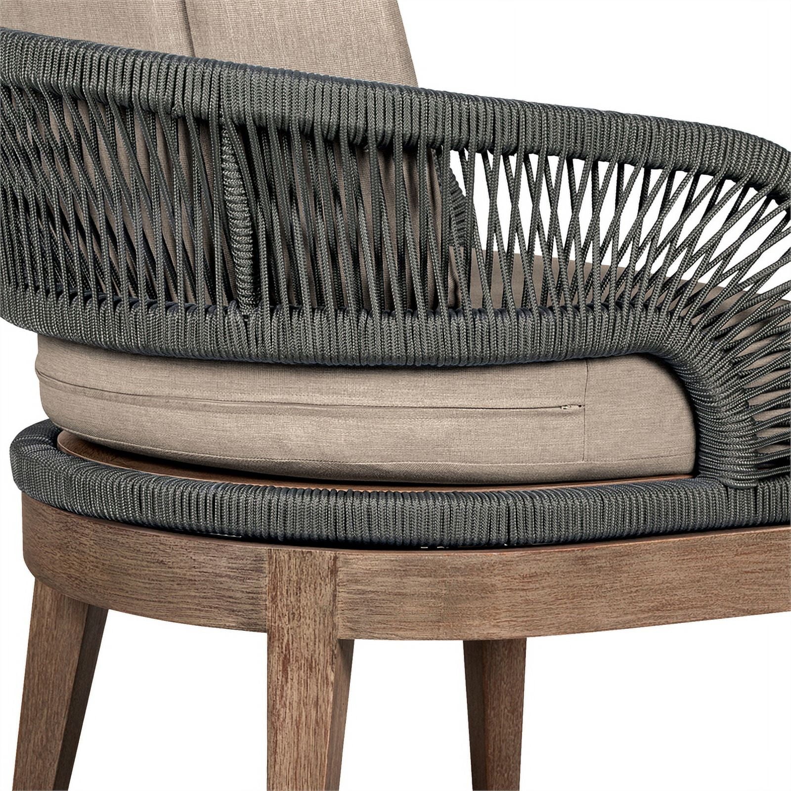 Glendora Beckham Outdoor 7 Piece Live Edge Dining Set in Eucalyptus and Rope