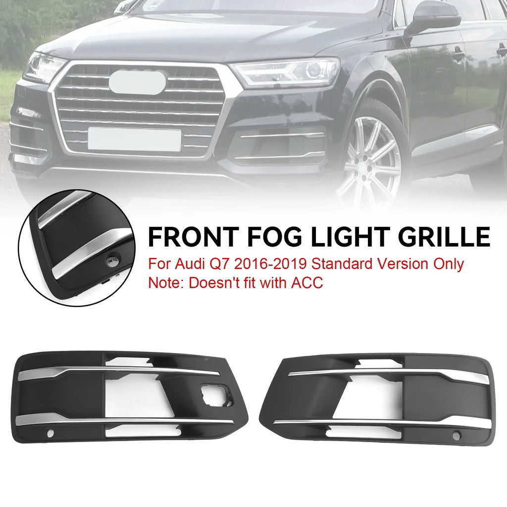 Front Bumper Protection Fog Light Grille Bezel Insert Grill Fit for Audi Q7 2016-2019