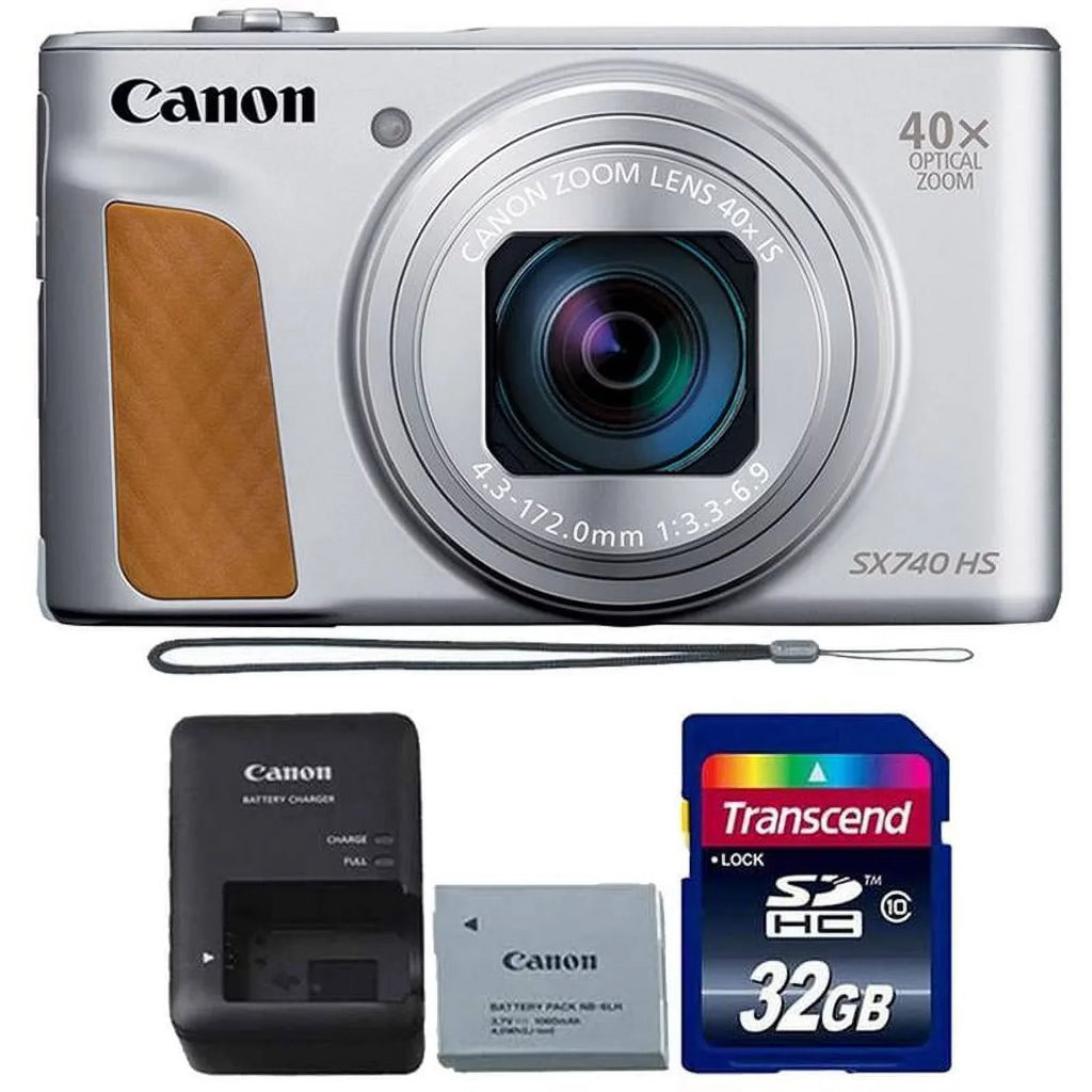 Canon PowerShot SX740 20.3MP 20.3MP HS Digital Camera Silver with 32GB Memory Card