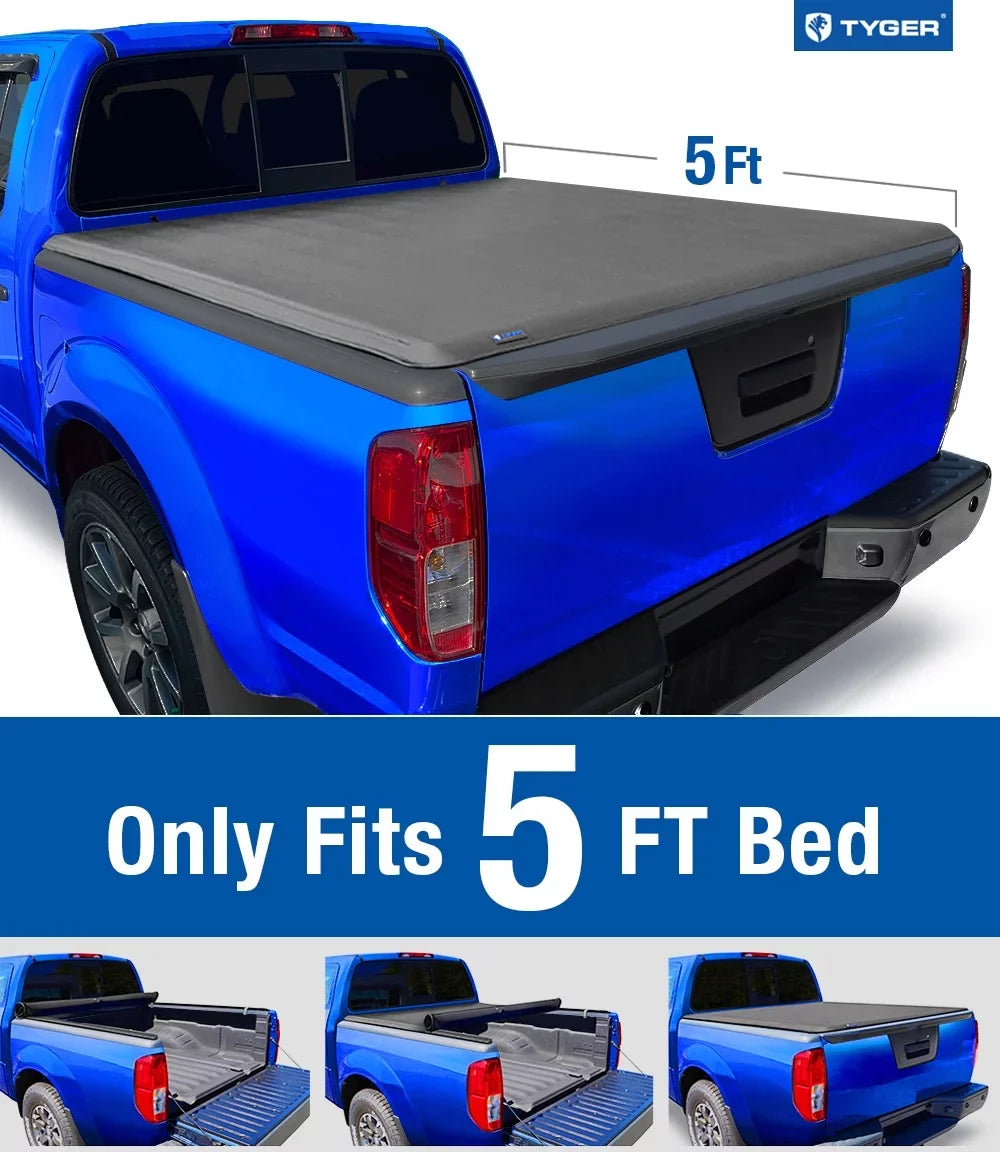 Tyger Auto T1 Soft Roll-up Truck Bed Tonneau Wrap Fitting with 2022-2023 Nissan Frontier | 5' Bed | TG-BC1N9057 | Vinyl