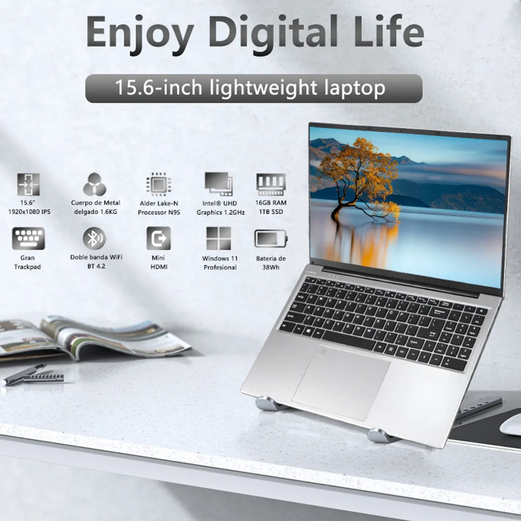 KUU Yepbook-2 Laptop Ultra Slim 15.6" Laptop Windows 11, Intel N95 16GB RAM 1TB SSD Laptop With Bluetooth,HDMI