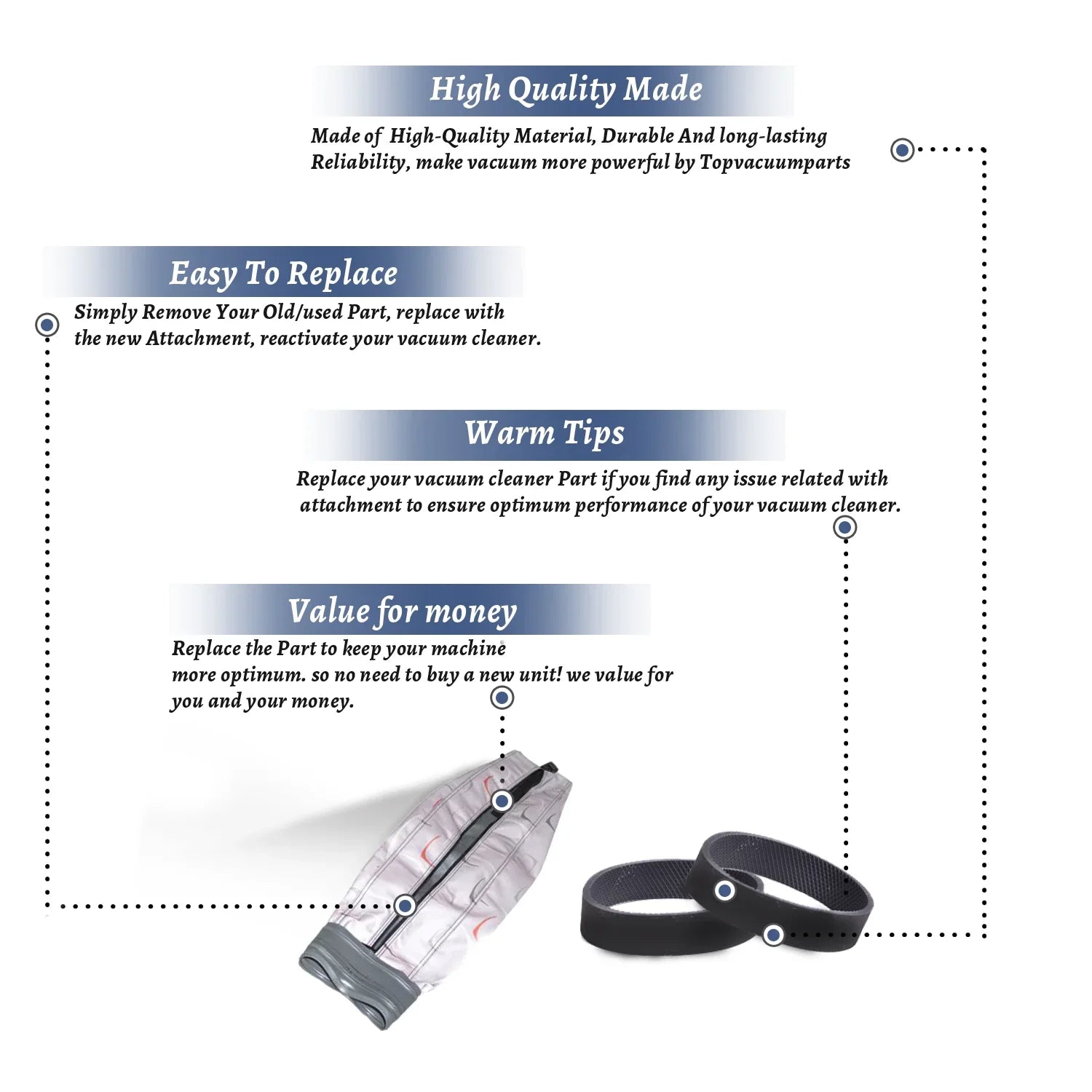 Replacement Part For Kirby Sentria straight zipper Outer Cloth Bag With 2Belt Free # 190008, 301289S, 301289