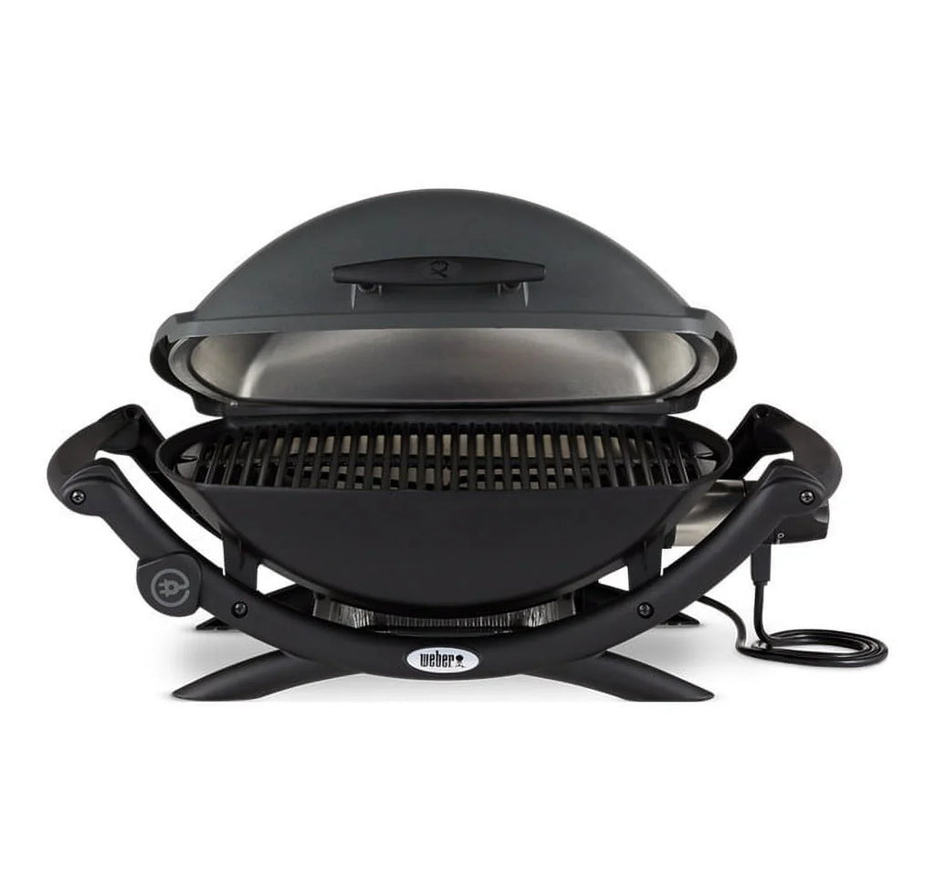 Weber Q 2400 Electric Grill (Black) with Grill Shield and Cart Bundle