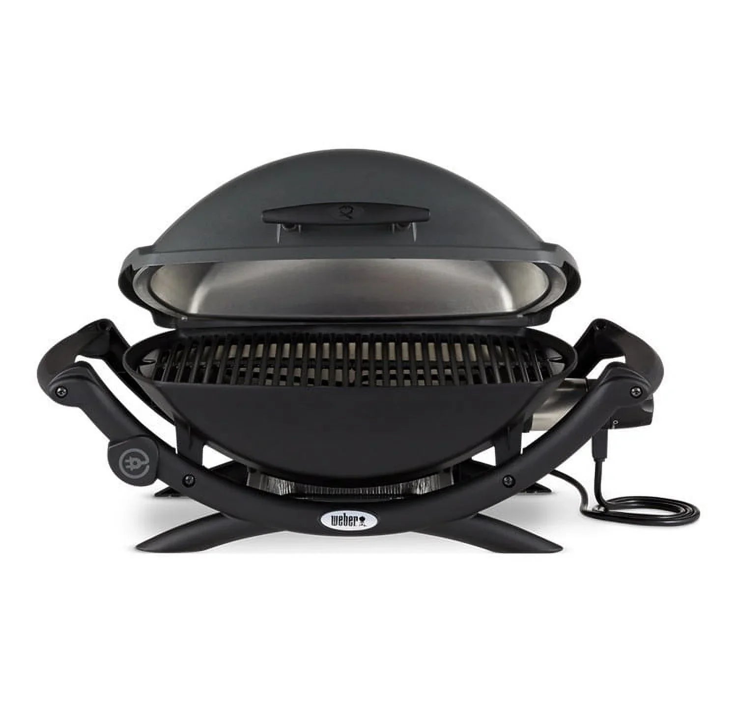 Weber Q 2400 Electric Grill (Black) with Grill Shield and Cart Bundle