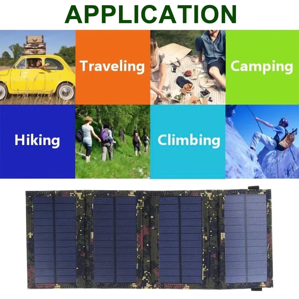Foldable Outdoor 80W USB Solar Panel Portable Phone Charger Camping Hiking Rechargeable Battery High Standard
