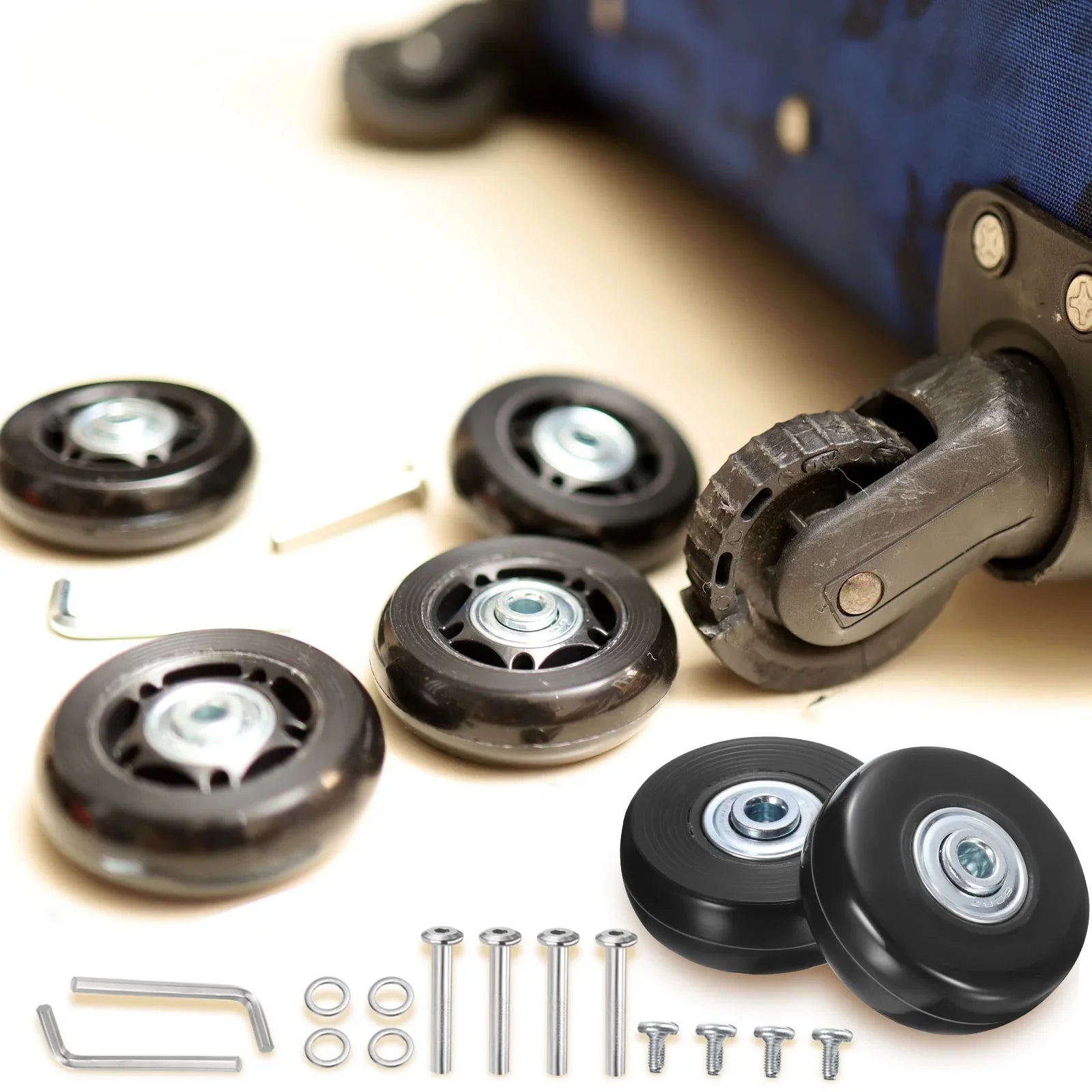 Uxcell Luggage Wheels Replacement 51 x 17 mm/2" x 0.7" for Suitcase, Black, 2 Set