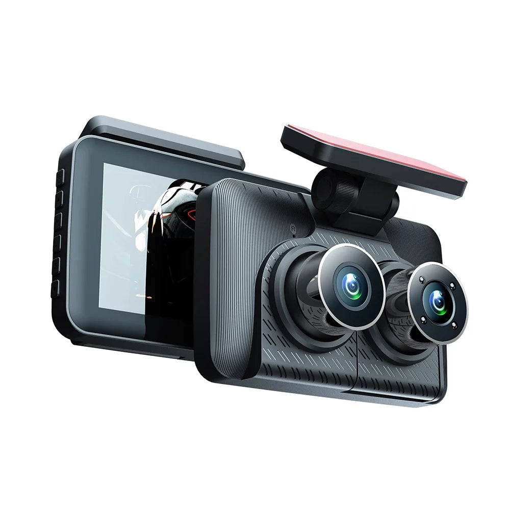 Auto Safety Driving Recorder with Triple Camera Dash Cam, Night Vision & Motion Detection